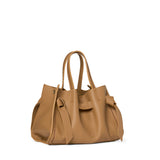Plinio Visona Queen Small Top Handle Tassel Tote Tan - Big Bag NY
