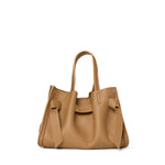 Plinio Visona Queen Small Top Handle Tassel Tote Tan - Big Bag NY