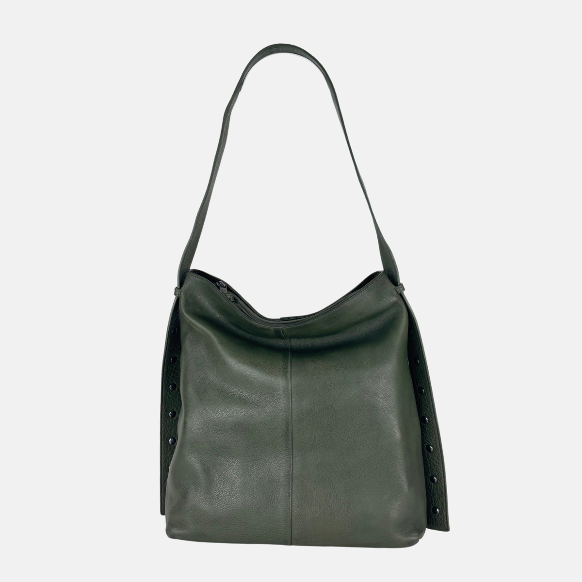 Rehard Studded Large Shoulder Tote in Olive - Big Bag NY