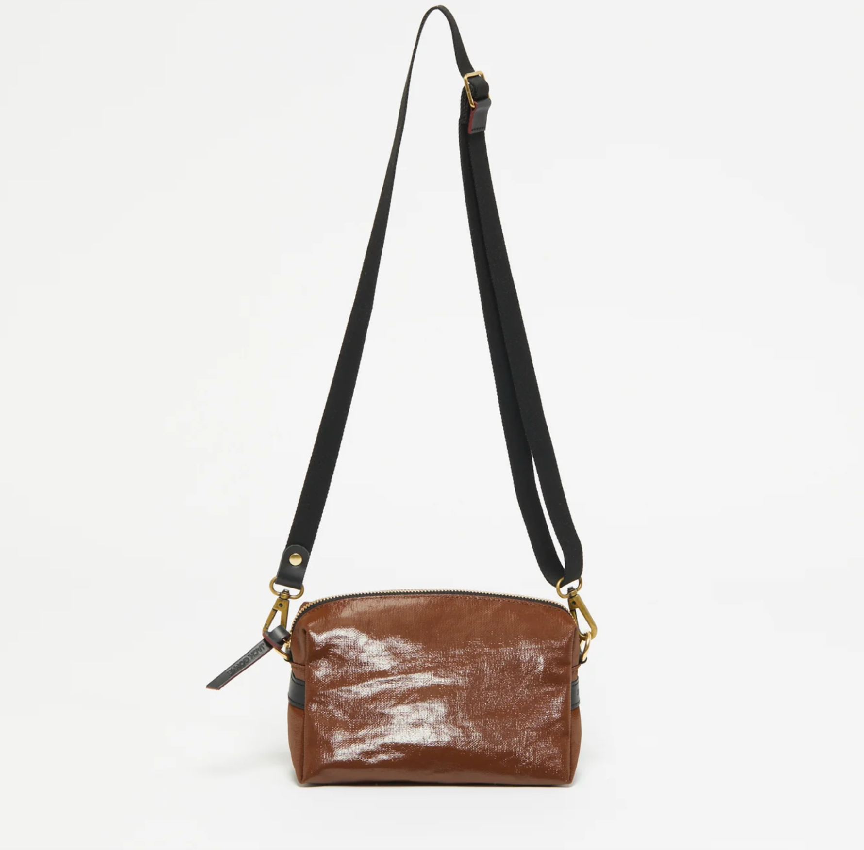 Jack Gomme Mini Shoulder Bag in Coated Linen Toffee Brown - Big Bag NY