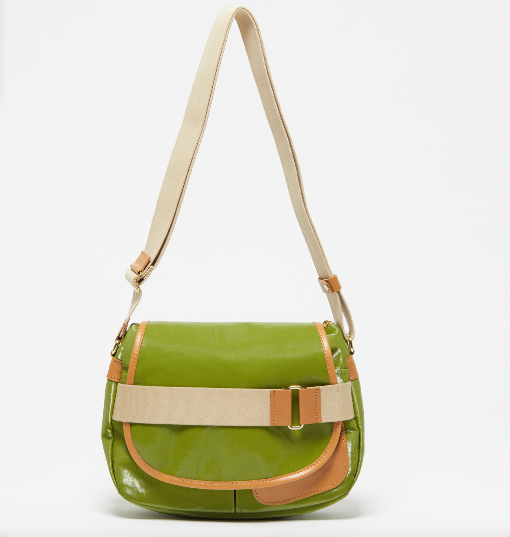 Jack Gomme PETIT GABY Linen Messenger Bag Green - Big Bag NY