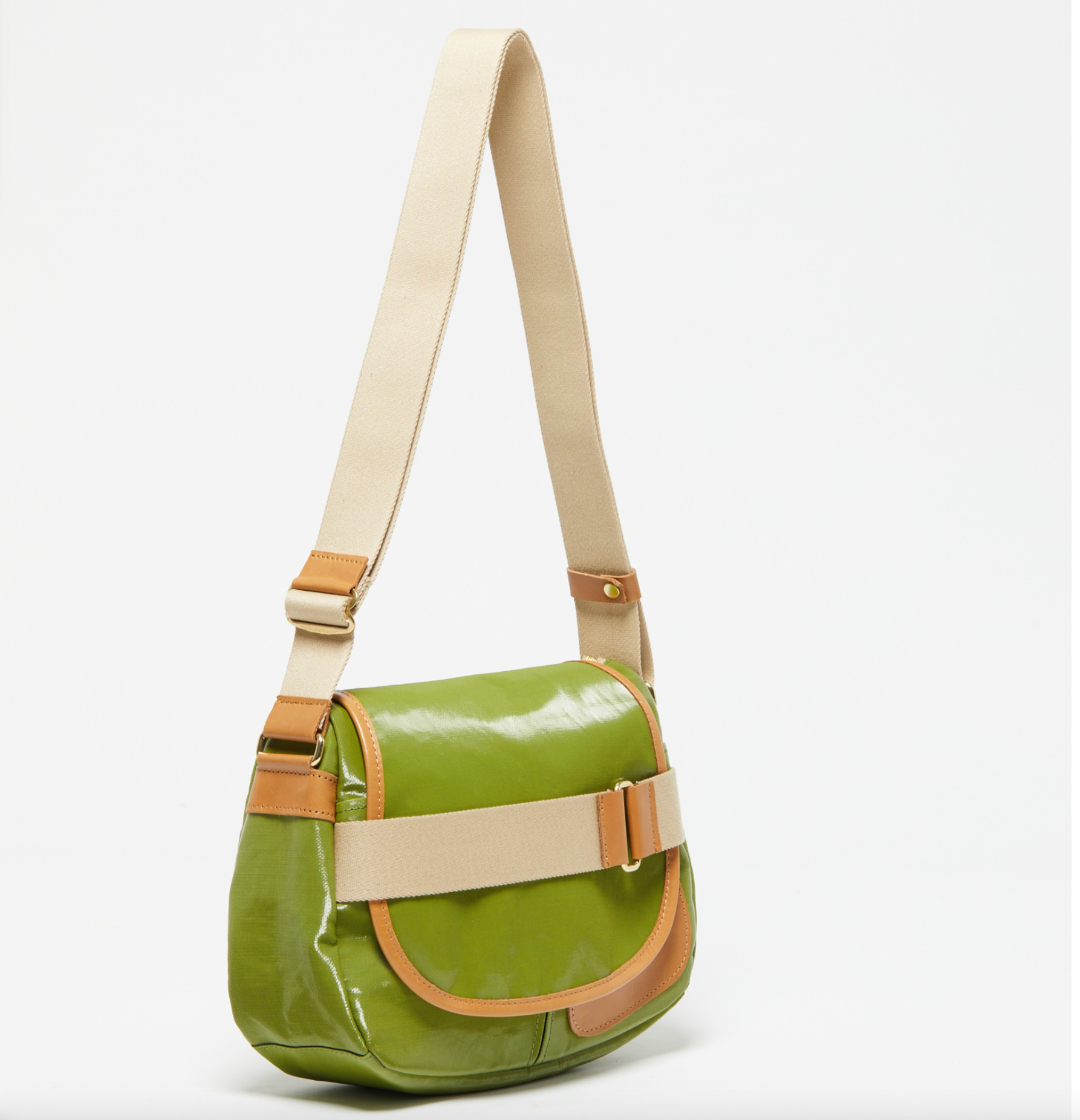 Jack Gomme PETIT GABY Linen Messenger Bag Green - Big Bag NY
