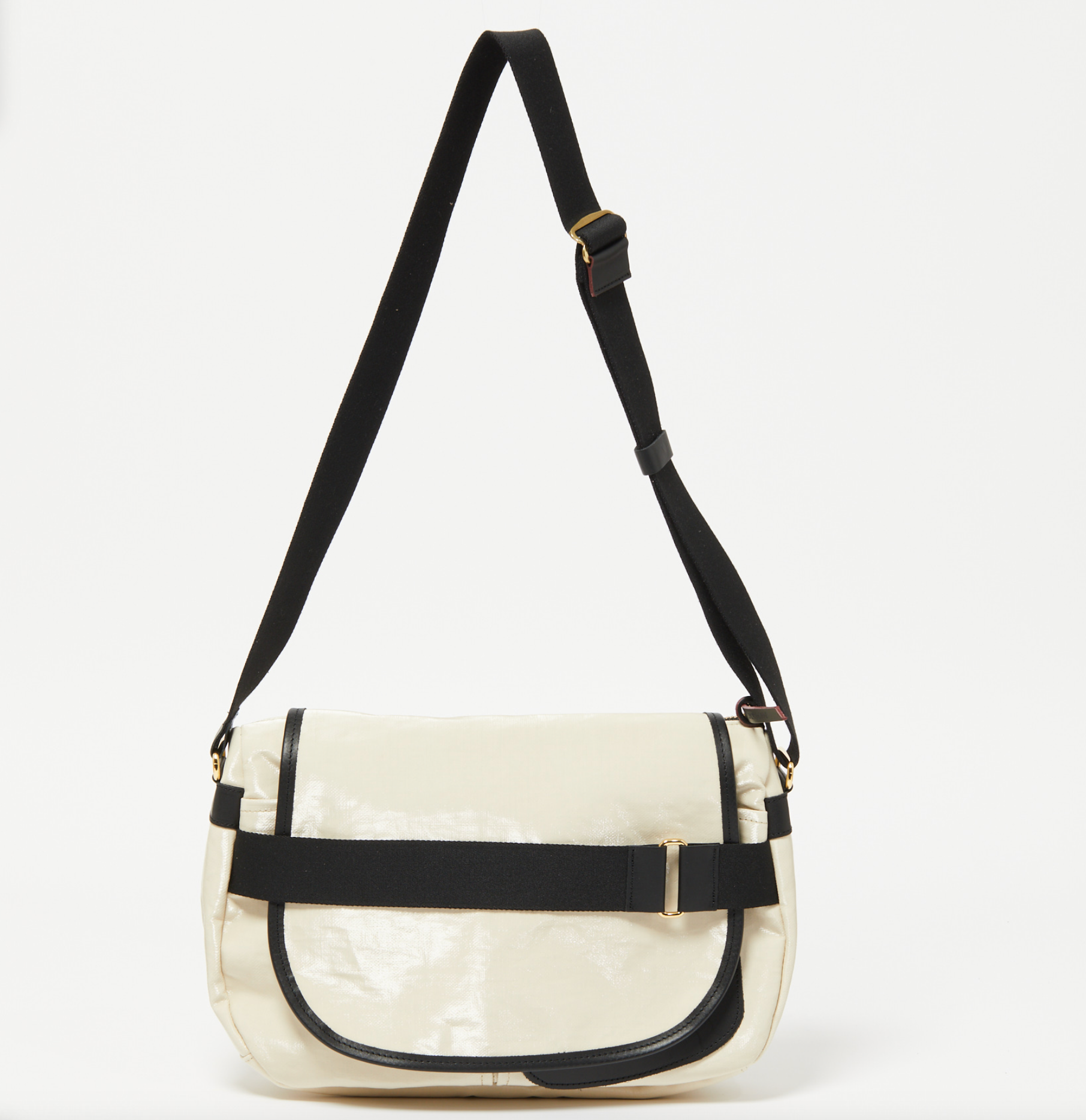 Jack Gomme GABY linen satchel messenger bag in Coated Linen Crema Cream - Big Bag NY