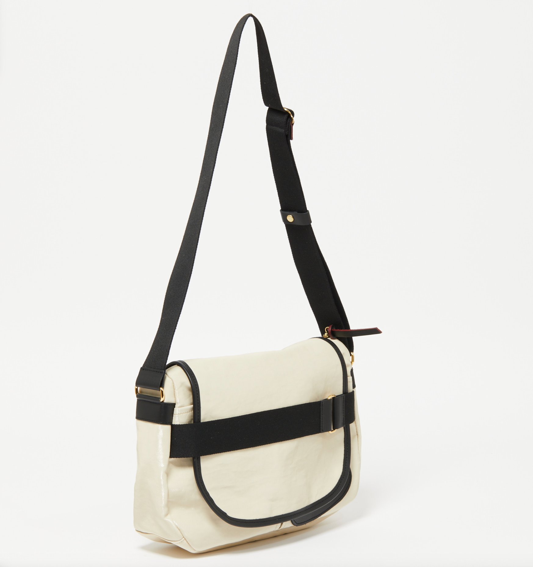 Jack Gomme GABY messenger bag in Coated Linen Crema Cream - Big Bag NY