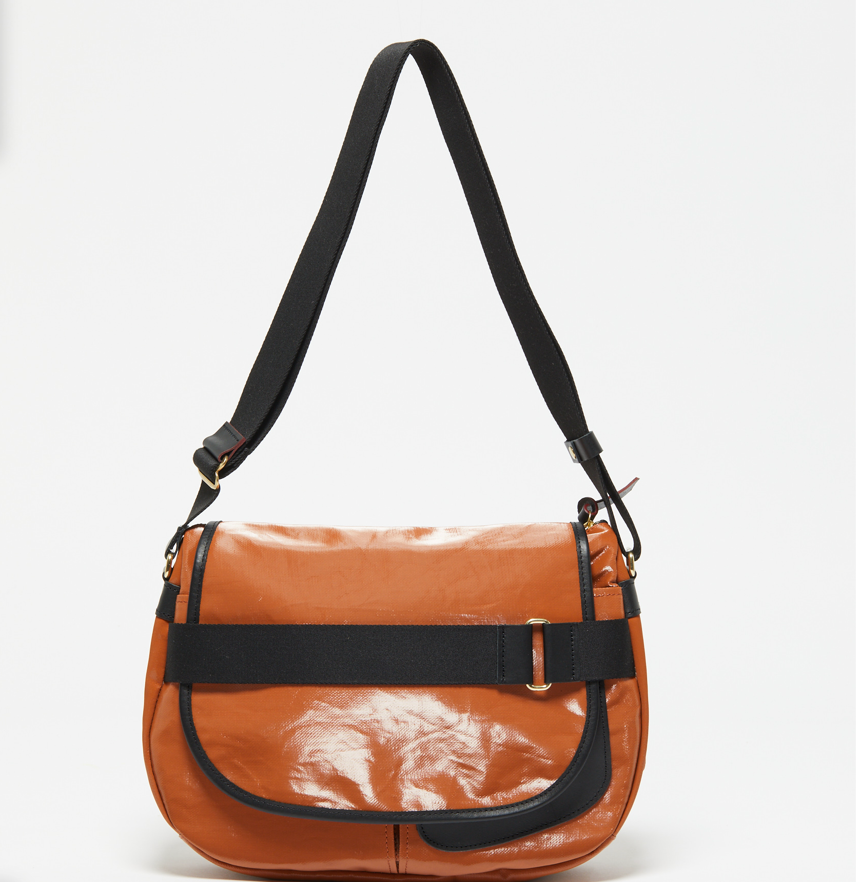 Jack Gomme GABY messenger bag in Coated Linen Pecan - Big Bag NY