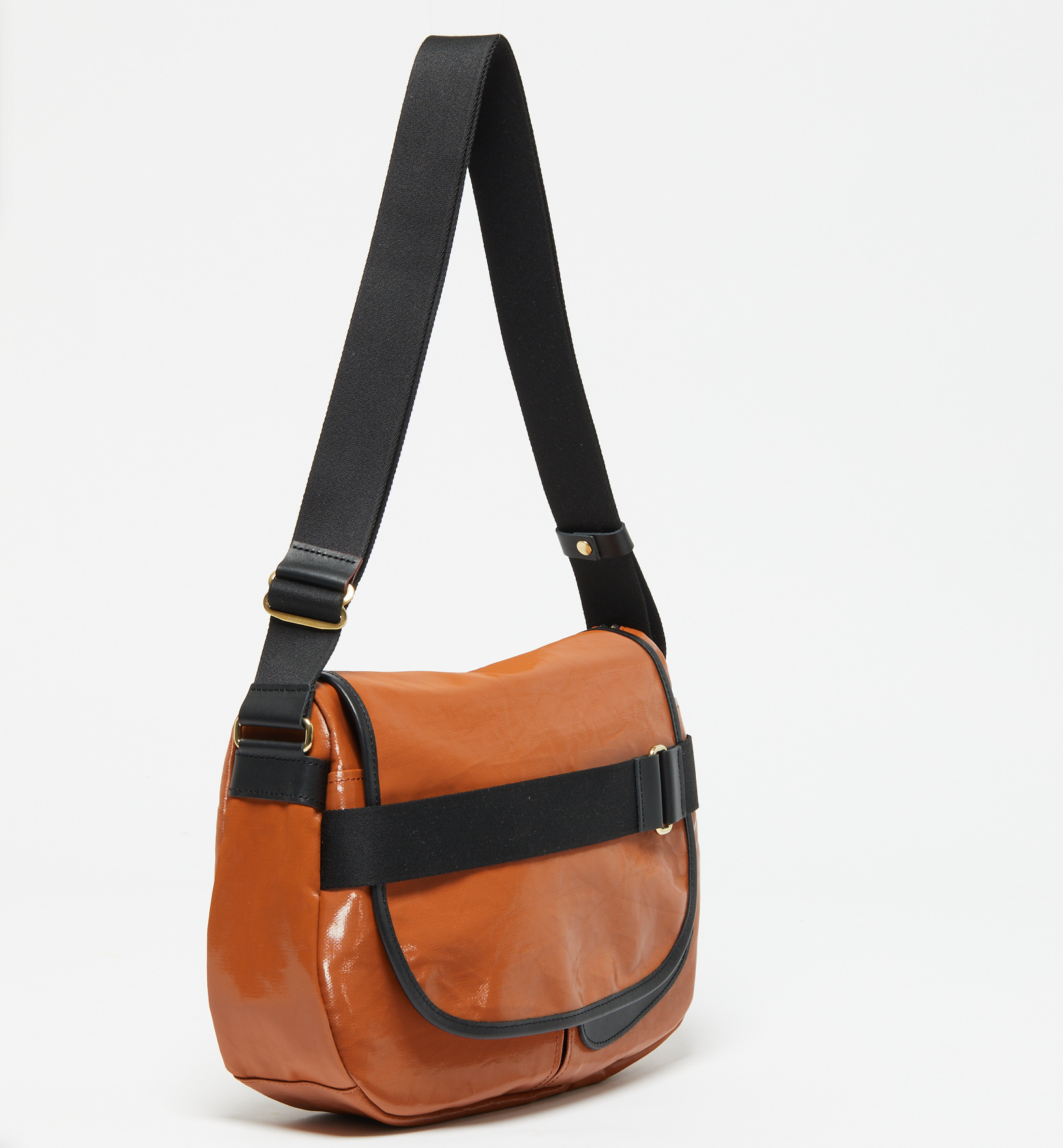 Jack Gomme GABY messenger bag in Coated Linen Pecan - Big Bag NY