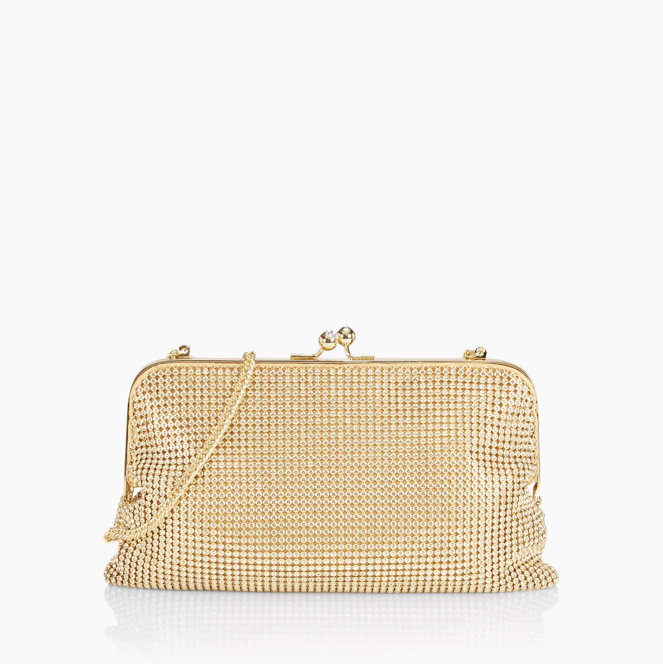 Whiting & Davis Dimple Frame Clutch Gold - Big Bag NY