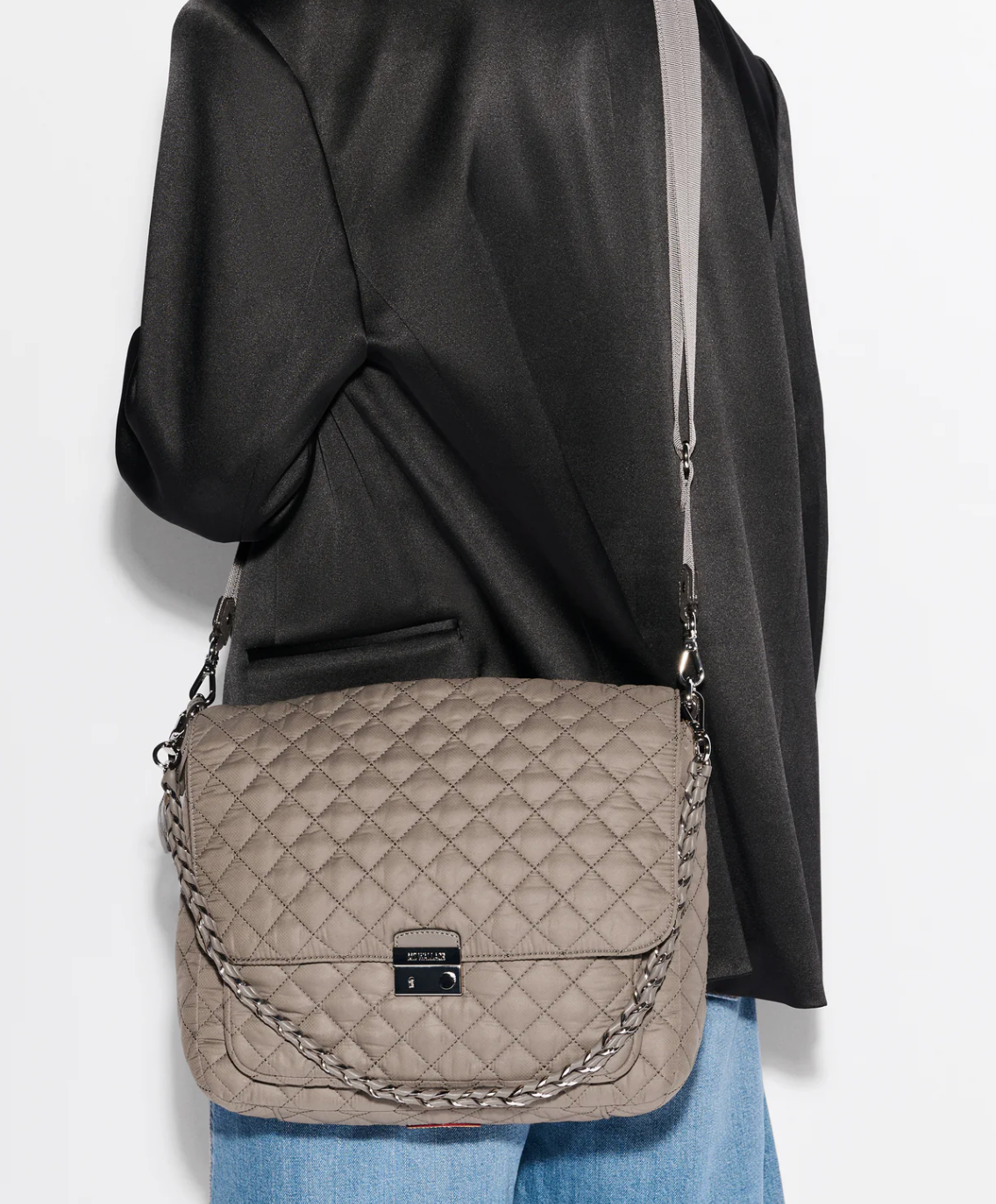 MZ Wallace Large Crosby Lock Crossbody Morning Dove - Big Bag NY