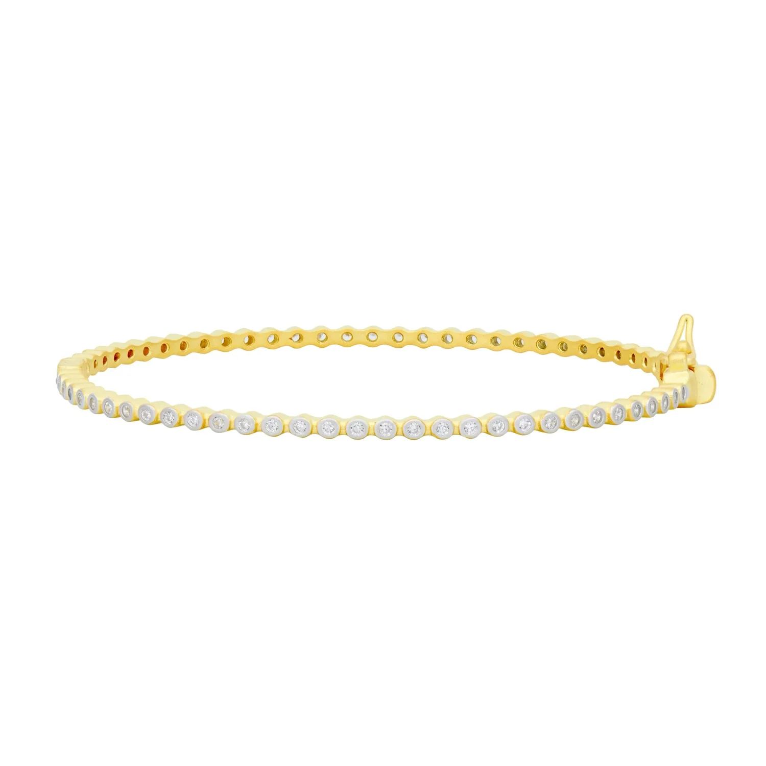 Signature Bezel Pave Hinge Bangle Gold - Big Bag NY