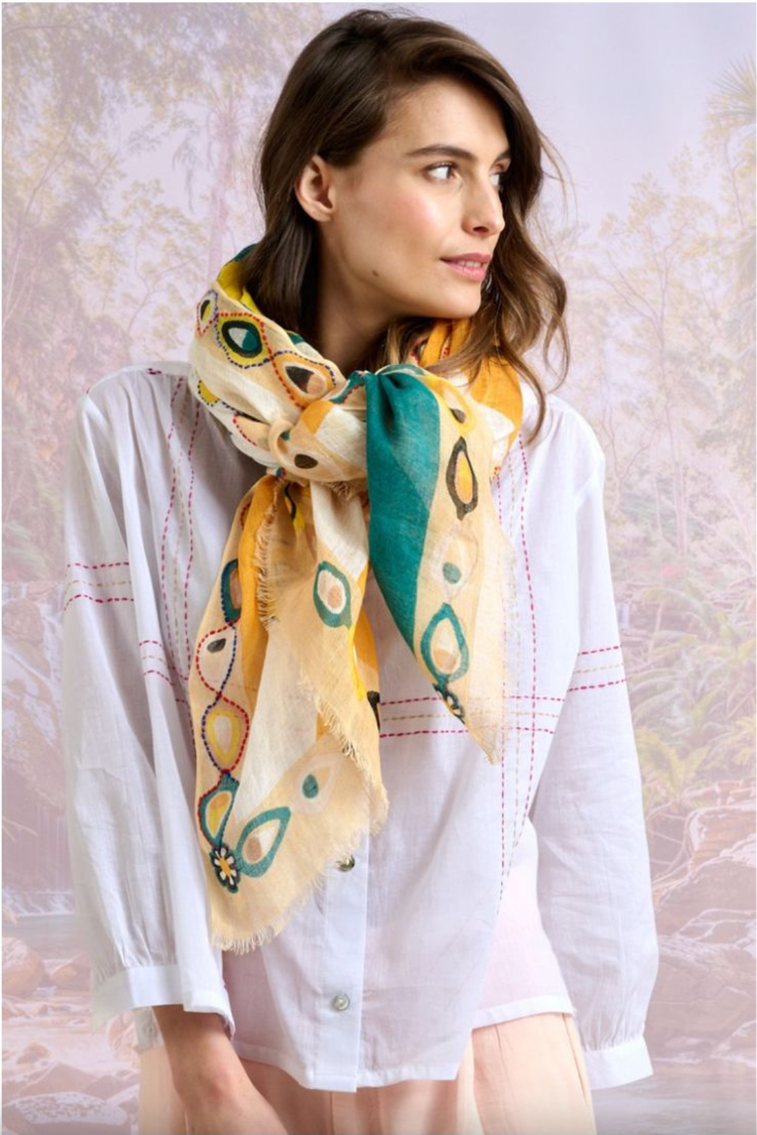 Storiatipic Blanca Linen Scarf Canard - Big Bag NY