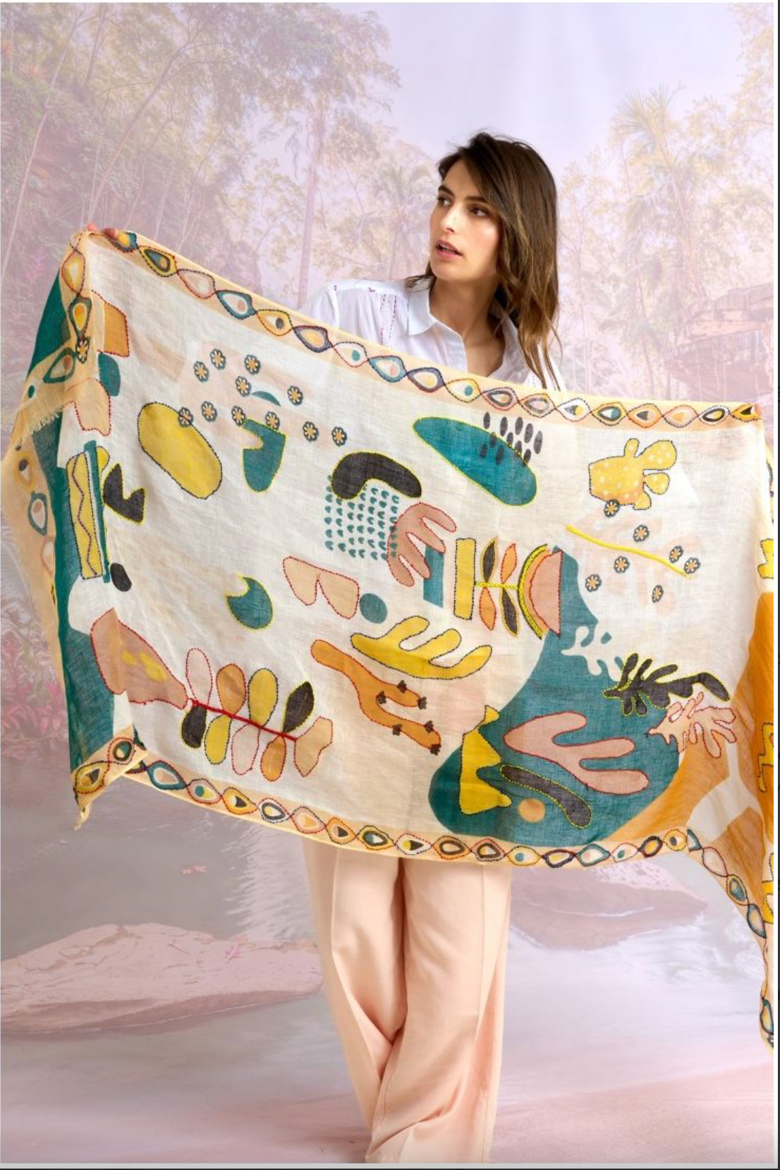 Storiatipic Blanca Linen Scarf Canard - Big Bag NY