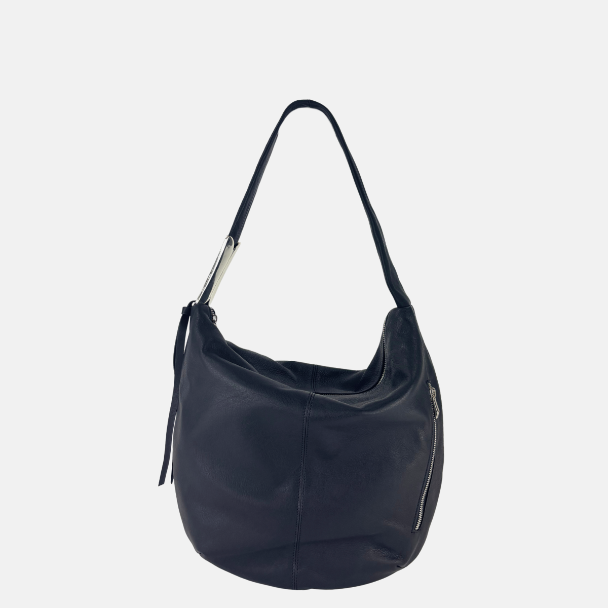 Angi Venezia Large Asymmetric Hobo with Silver Ornament - Big Bag NY
