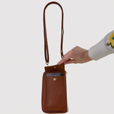 Rossi Leather Phone Holder Crossbody with Wallet Compartment - Big Bag NY