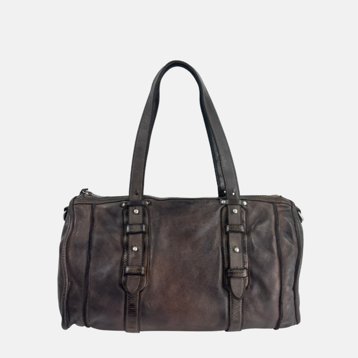 VLD AZAR Leather Duffel Bag in Dark Brown - Big Bag NY