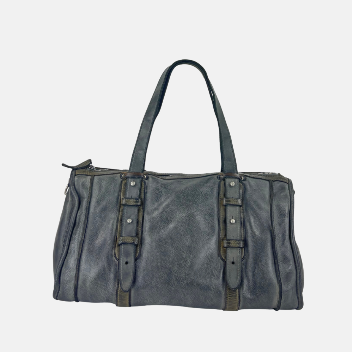 VLD AZAR Leather Duffel Bag in Dusty Grey - Big Bag NY