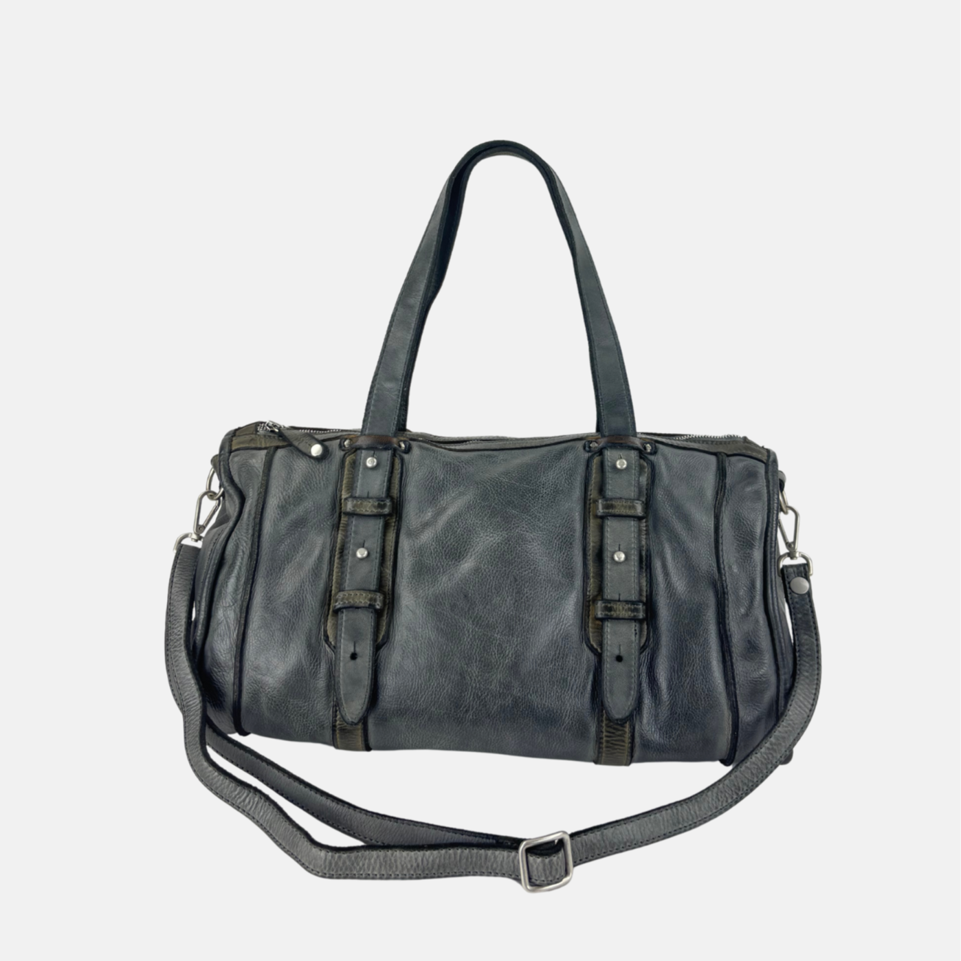VLD AZAR Leather Duffel Bag in Dusty Grey - Big Bag NY