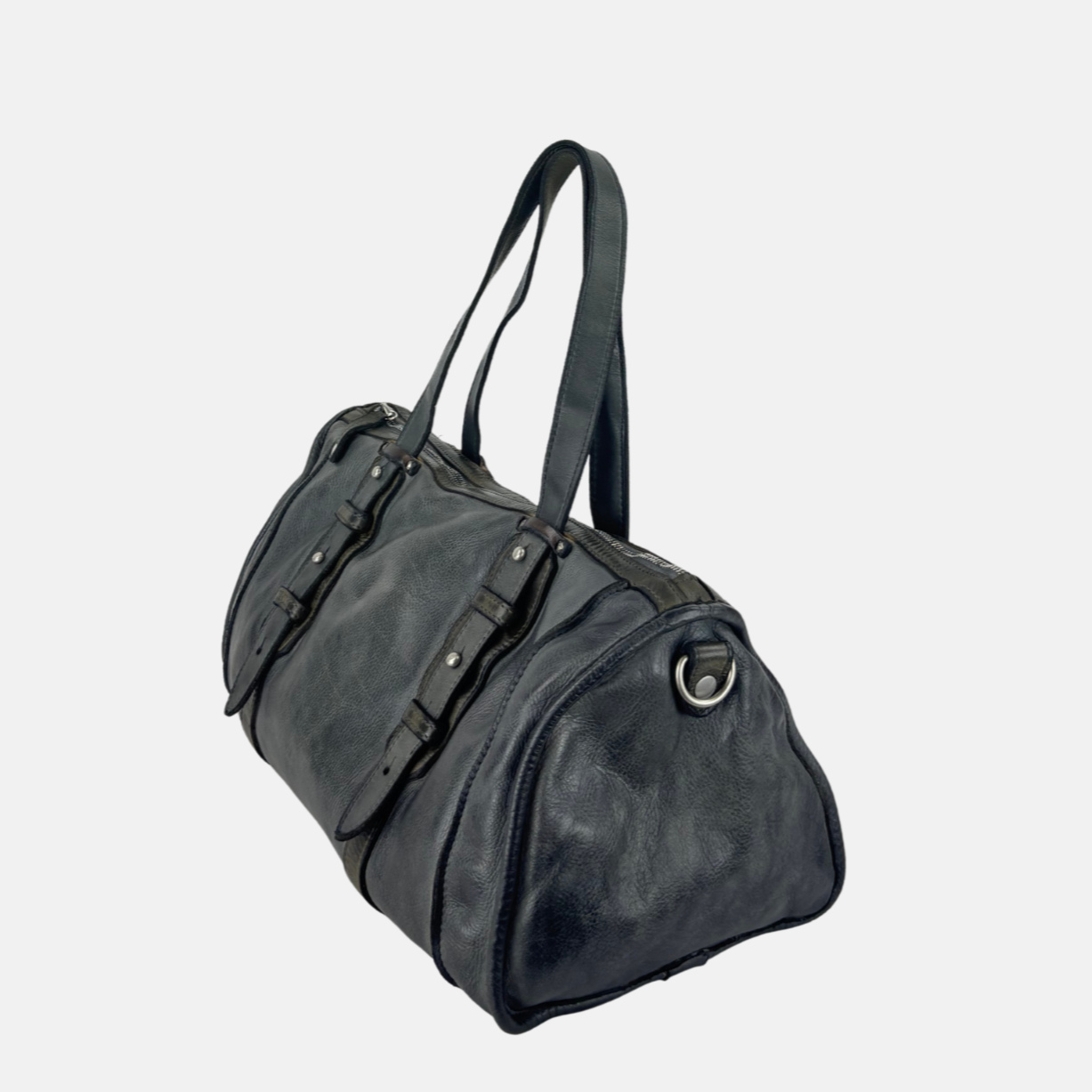 VLD AZAR Leather Duffel Bag in Dusty Grey - Big Bag NY