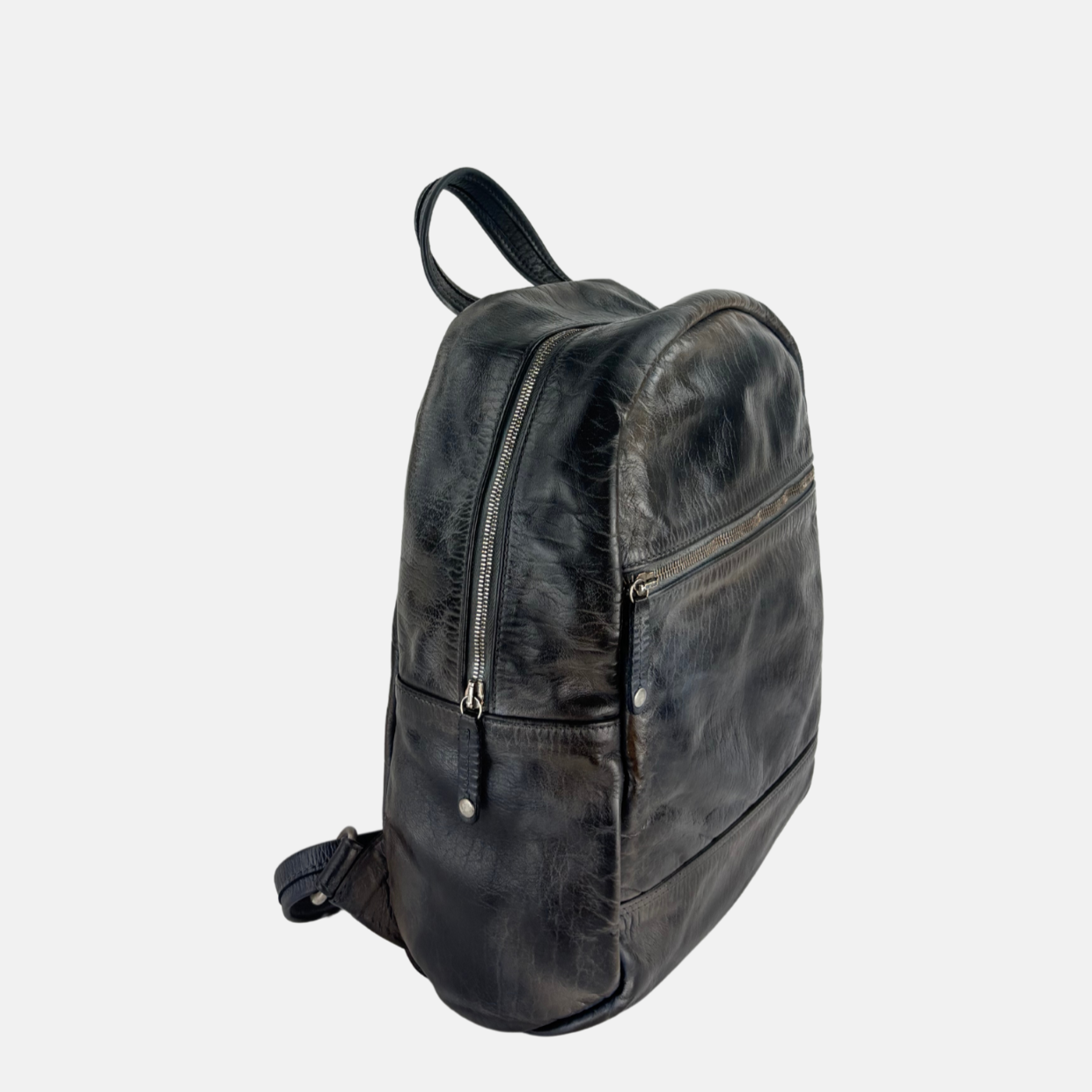 VLD Darling Scratch Leather Backpack in Black - Big Bag NY