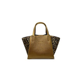 Mini Tote in Gold with Leopard Strap
