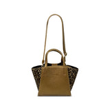Mini Tote in Gold with Leopard Strap