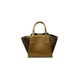 Mini Tote in Gold with Leopard Strap