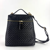 Woven Leather Convertible Backpack Black - Big Bag NY