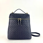 Woven Leather Convertible Backpack Navy - Big Bag NY