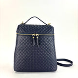 Woven Leather Convertible Backpack Navy - Big Bag NY