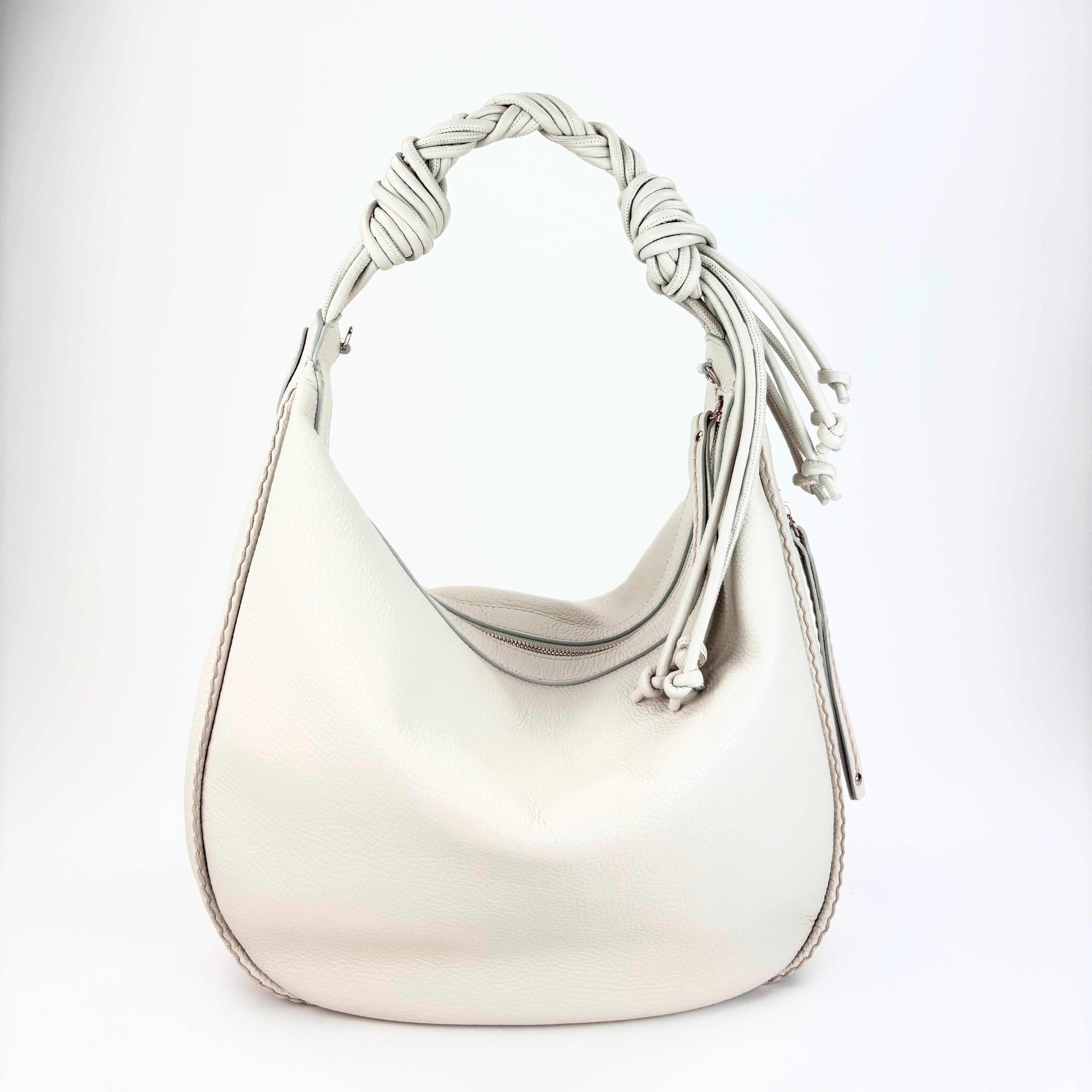 Plinio Visona Braided Strap Hobo Tassel Medium Round Bag - Big Bag NY