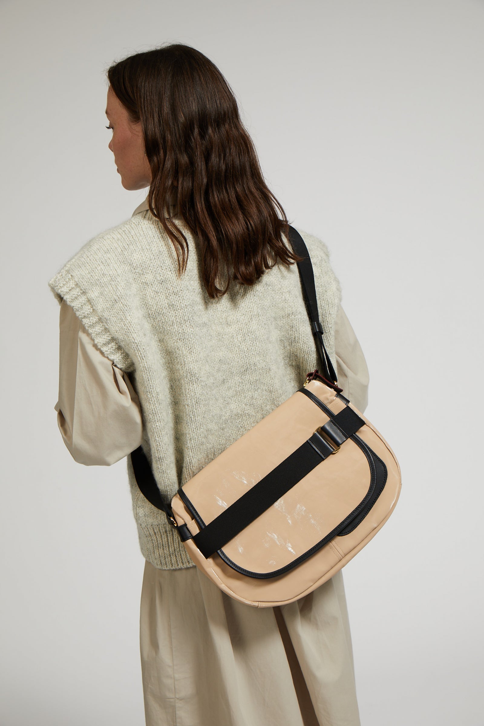 Jack Gomme GABY messenger crossbody bag in Avoine Oatmeal Beige - Big Bag NY
