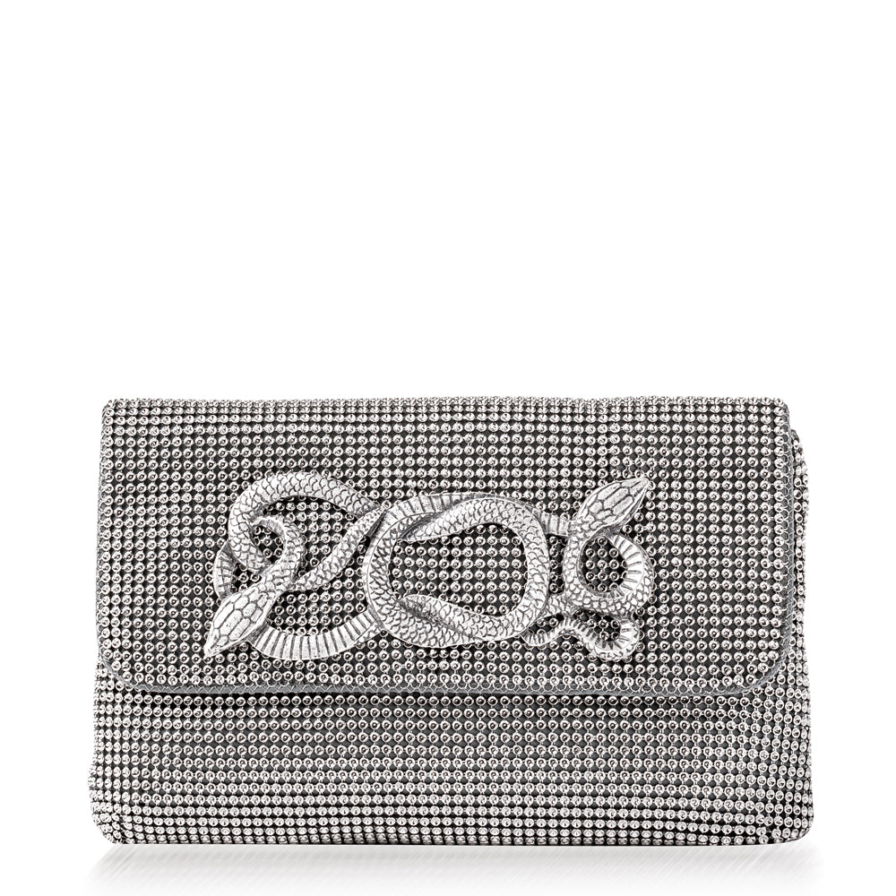 Whiting and Davis Serpents Clutch Pewter - Big Bag NY