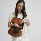 Jack Gomme GABY messenger bag in Coated Linen Pecan - Big Bag NY