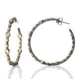 Signature Teardrop Hoop Earrings Black and Gold