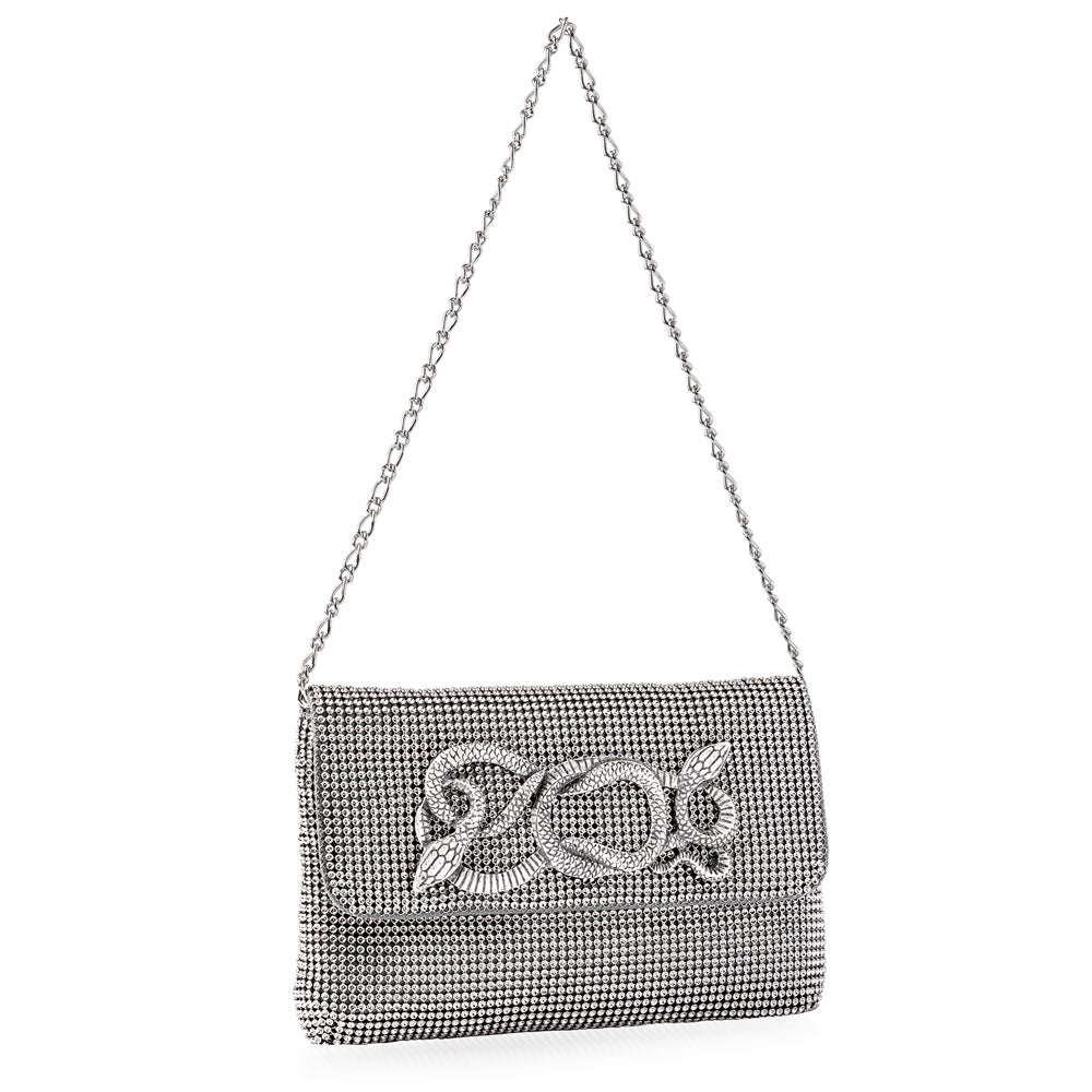 Whiting and Davis Serpents Clutch Pewter - Big Bag NY