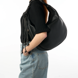 Visona Braided Leather Hobo Tassel Medium Round Hobo