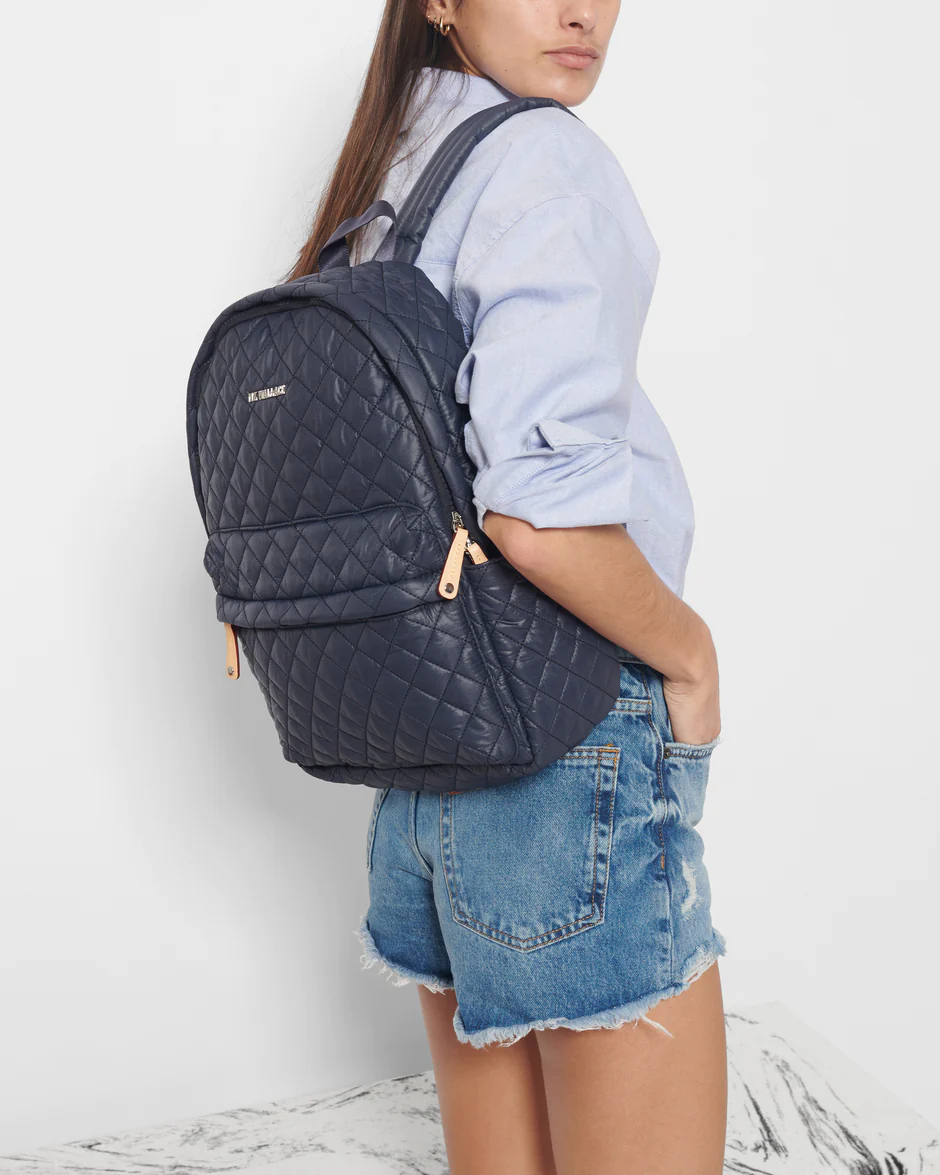 MZ Wallace Silver Blue Metro Backpack Deluxe