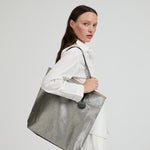 Jack Gomme Atelier Lin Linen Amie Tote in Silver - Big Bag NY