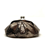 Bronze Python Pillow Mini Frame Clutch