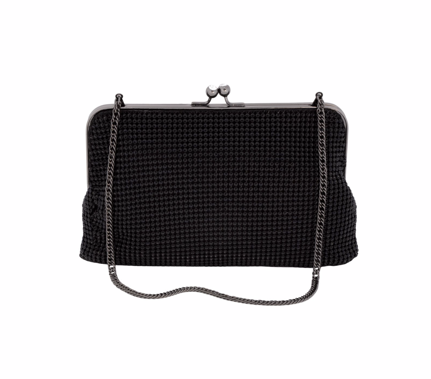 Whiting & Davis Dimple Frame Clutch Black - Big Bag NY