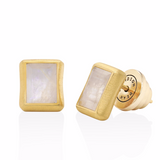 Baguette Gemstone Studs Rainbow Moonstone