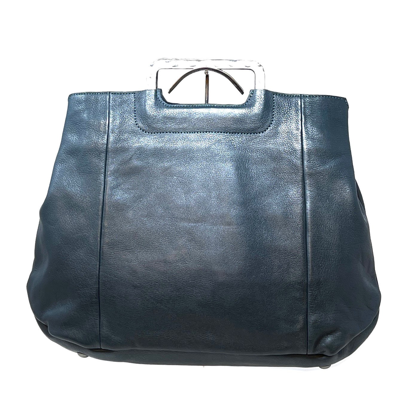 Rehard Antique Silver Handle Tote Blue - Big Bag NY