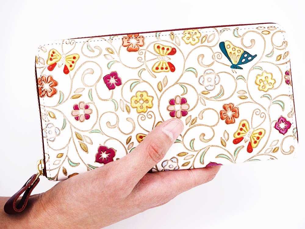 Butterfly and Golden Flowers Zippered Long Wallet- Big Bag NY
