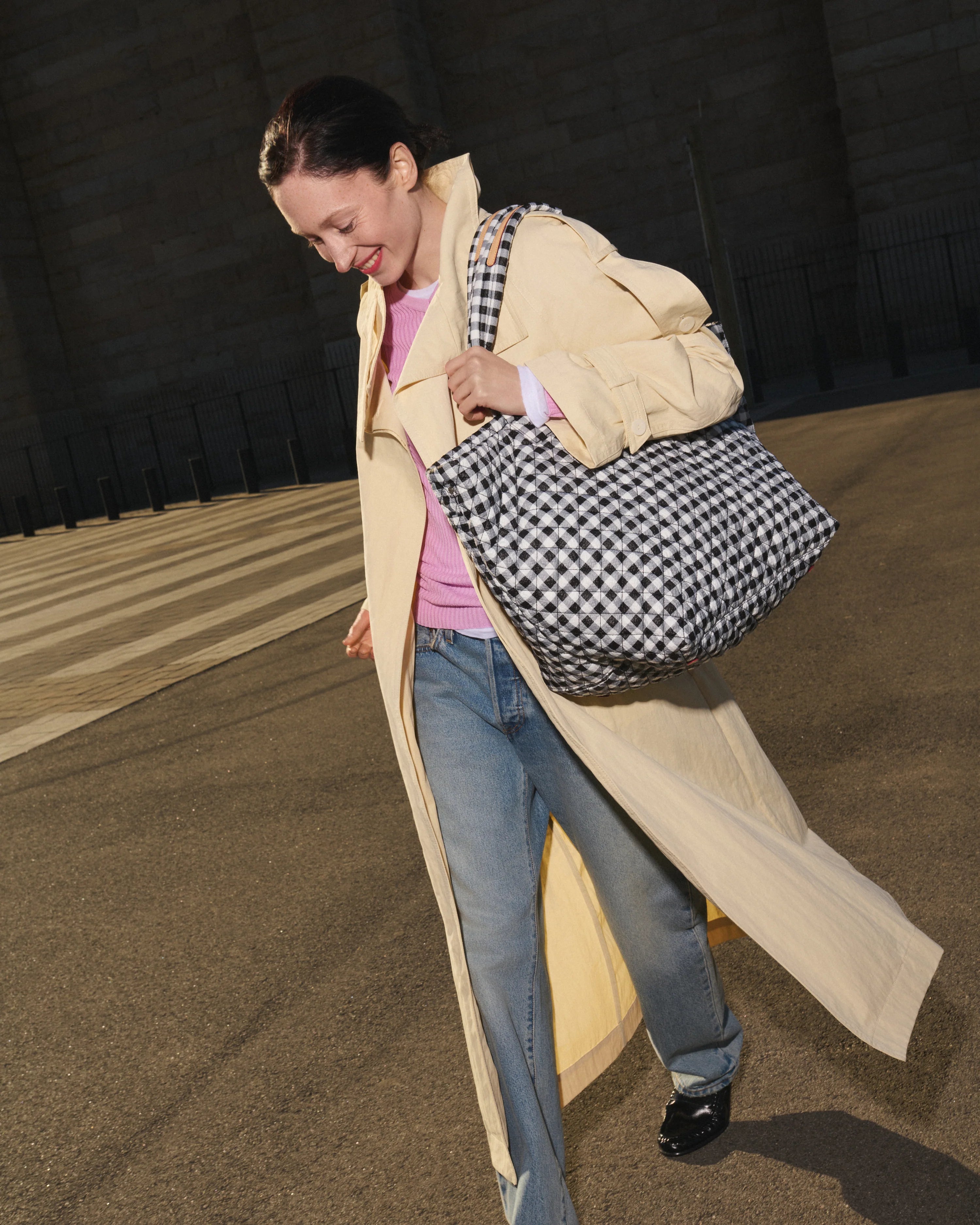 MZ Wallace Large Metro Tote Deluxe in Black and White Gingham - Big Bag NY