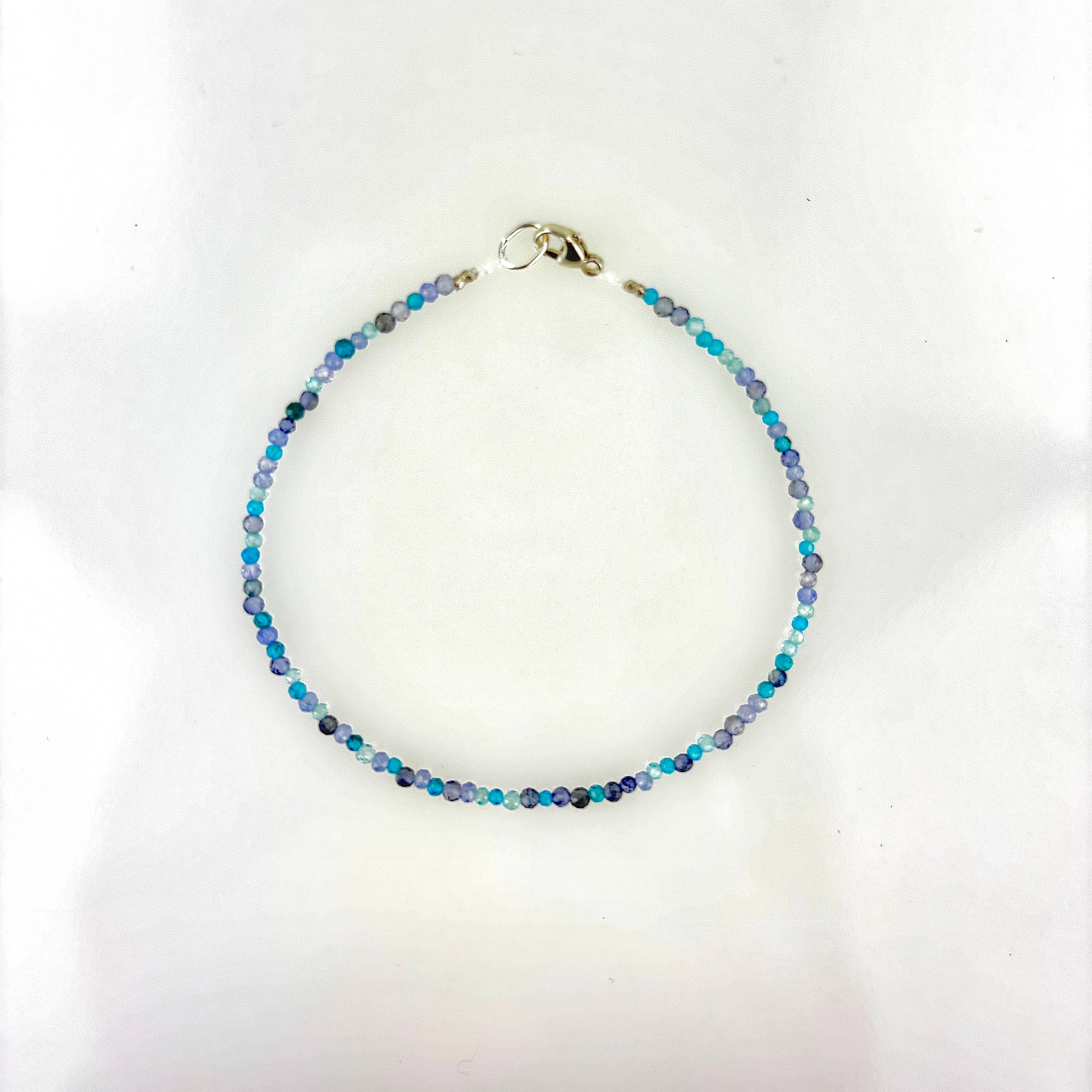 Silver Multi-Gemstone blue clasp bracelet - Big Bag NY