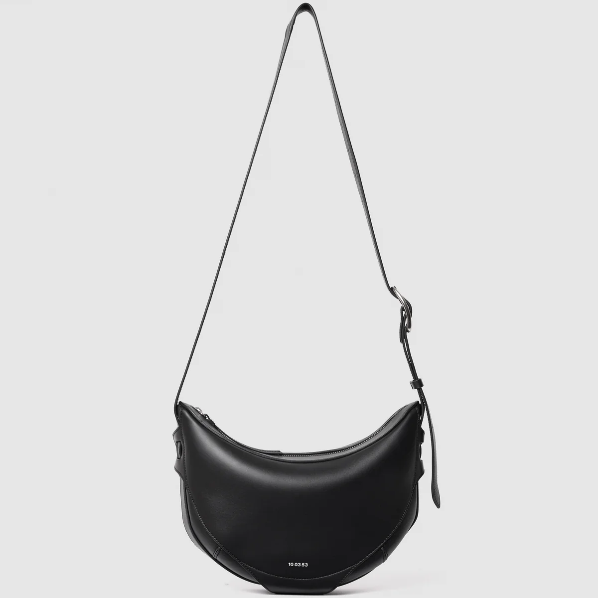 10.03.53 Large Black Leather Half Moon Bag