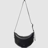 10.03.53 Large Black Leather Half Moon Bag