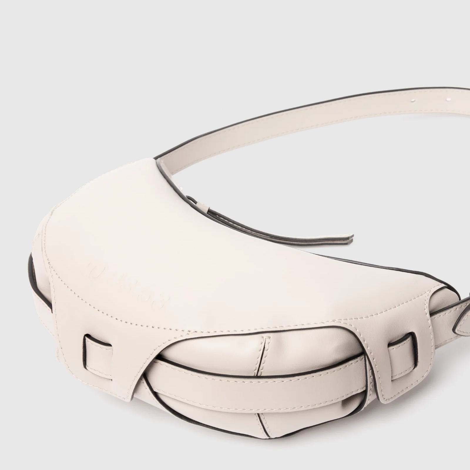 10.03.53 Off White Leather Half Moon Bag - Big Bag NY