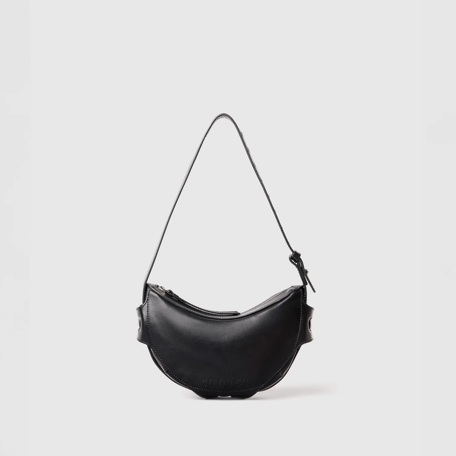 10.03.53 gas Black Leather Half Moon Bag NY