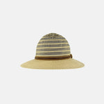Hats and Dreams Striped Fedora with Contrast Band in Natural Beige - Big Bag NY