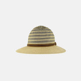 Hats and Dreams Striped Fedora with Contrast Band in Natural Beige - Big Bag NY